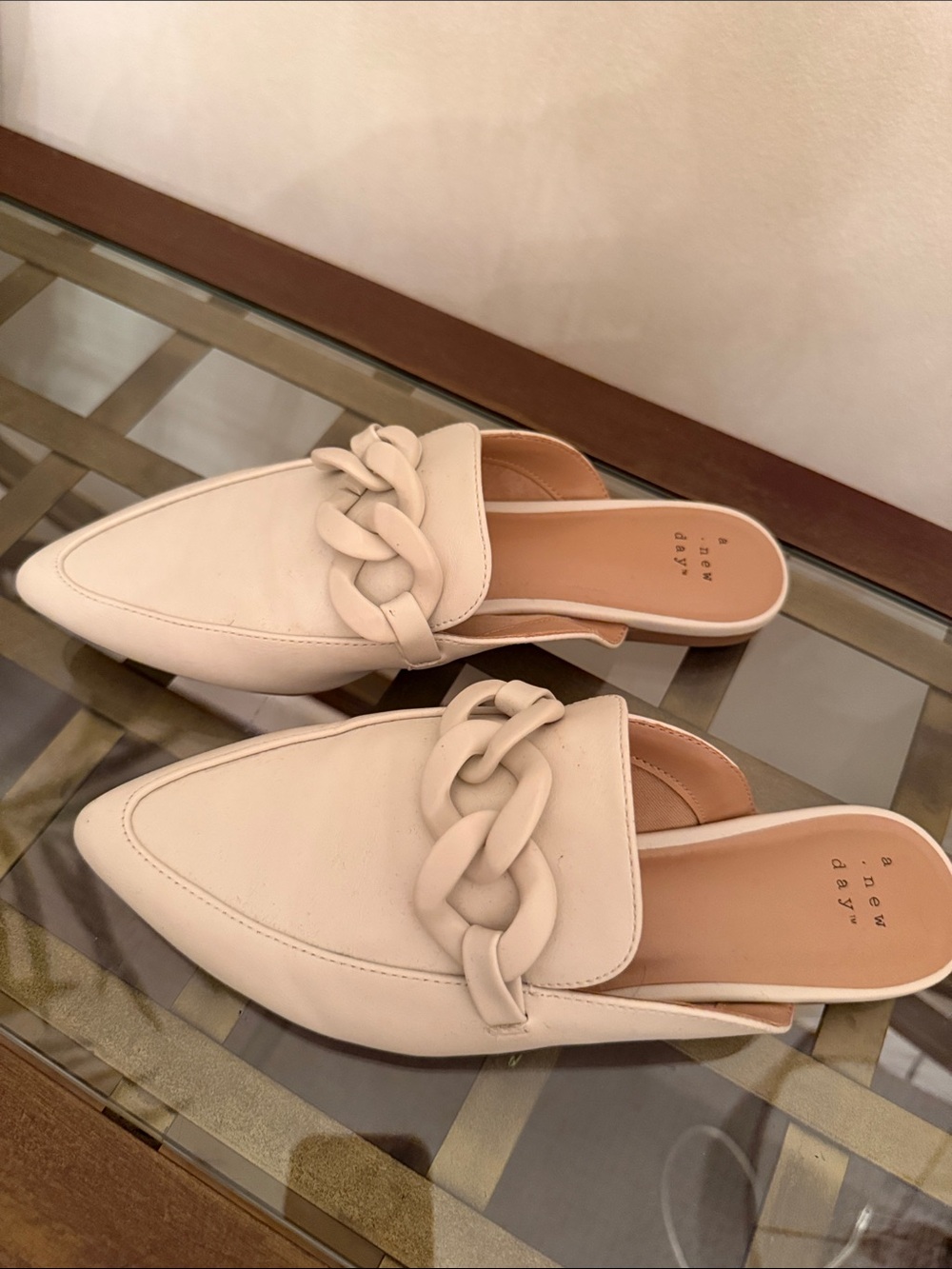 a new day Ivory Braided Pointed Mule Flats